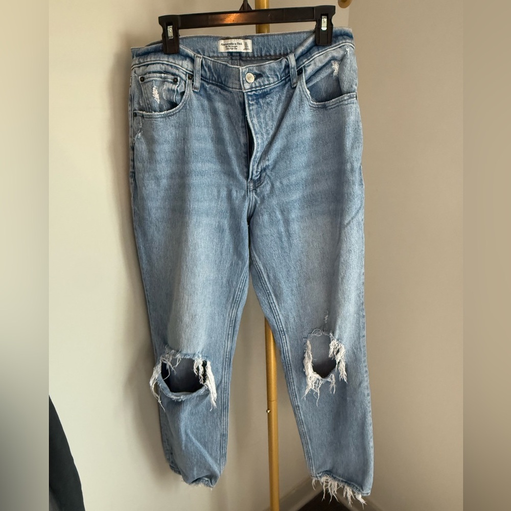 Abercrombie & Fitch Light Blue Distressed Boyfriend Jeans